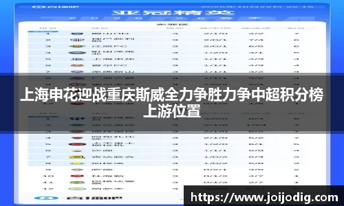 上海申花迎战重庆斯威全力争胜力争中超积分榜上游位置